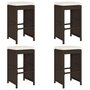 Voir la diapositive 2 : VIDAXL Tabourets de bar jardin coussins lot de 4 marron resine tressee