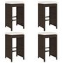 Voir la diapositive 2 : VIDAXL Tabourets de bar jardin coussins lot de 4 marron resine tressee