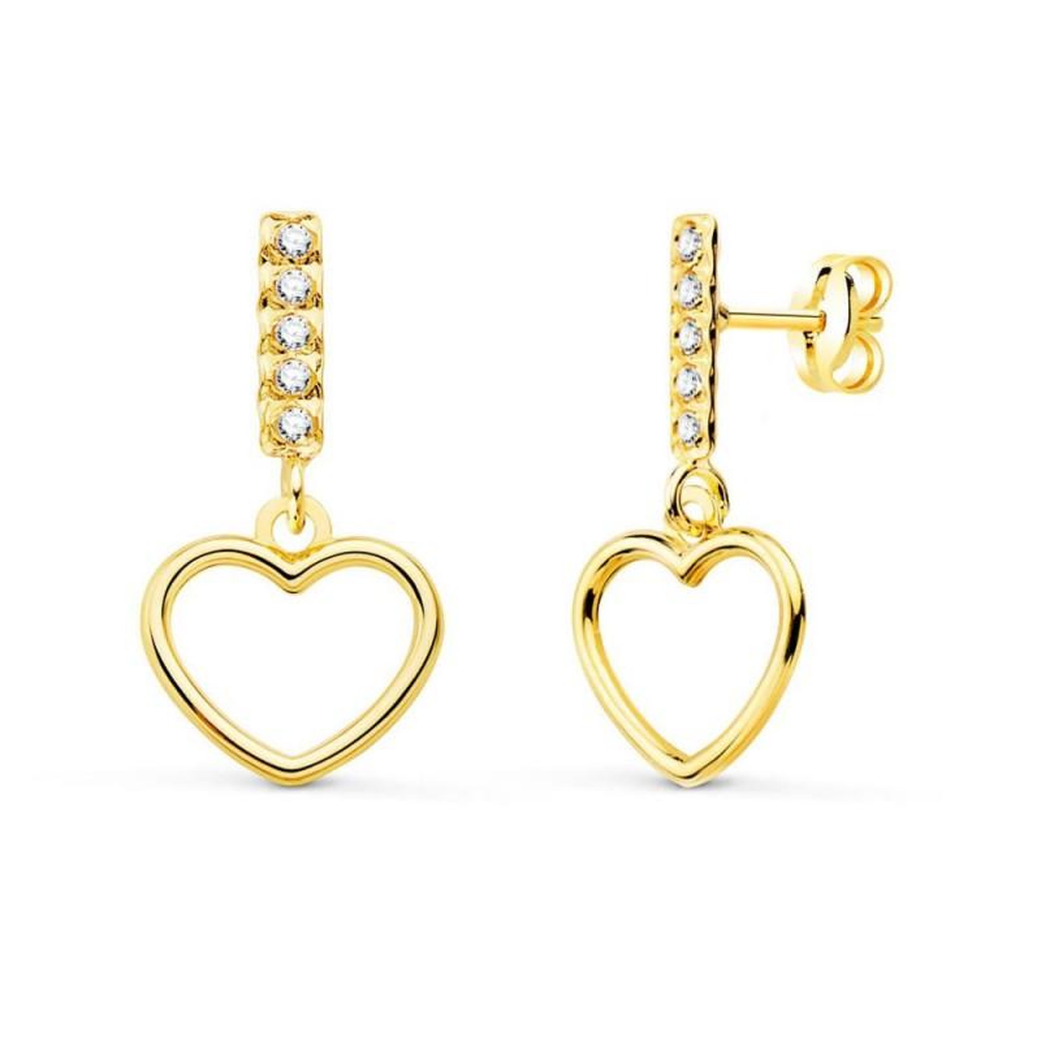 L'ATELIER D'AZUR Boucles d'Oreilles Or 18 Carats 750/000 Jaune - Motif Coeurs Pendants
