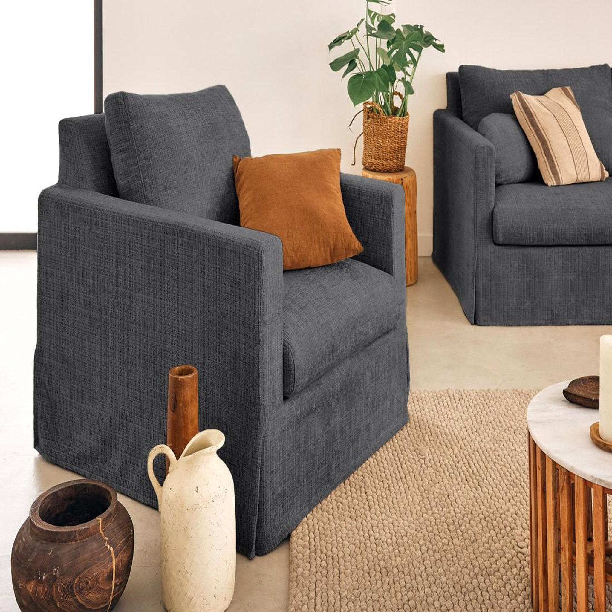 Voir la diapositive 4 : LISA DESIGN Serena - housse en velours texturé pour fauteuil