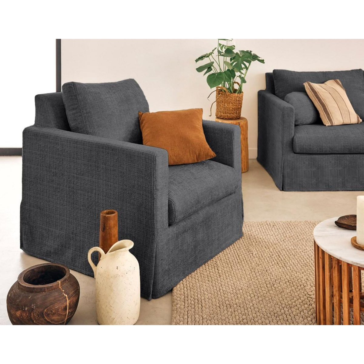 LISA DESIGN Serena - housse en velours texturé pour fauteuil