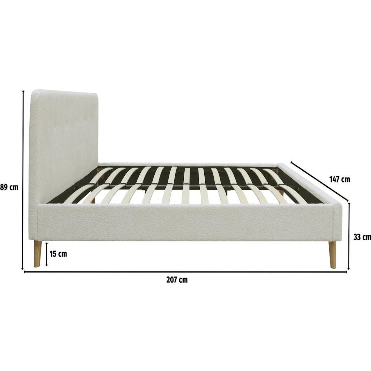 Habitat et Jardin Lit tissu bouclette  Nemo  - 140 x 190 cm - Crème