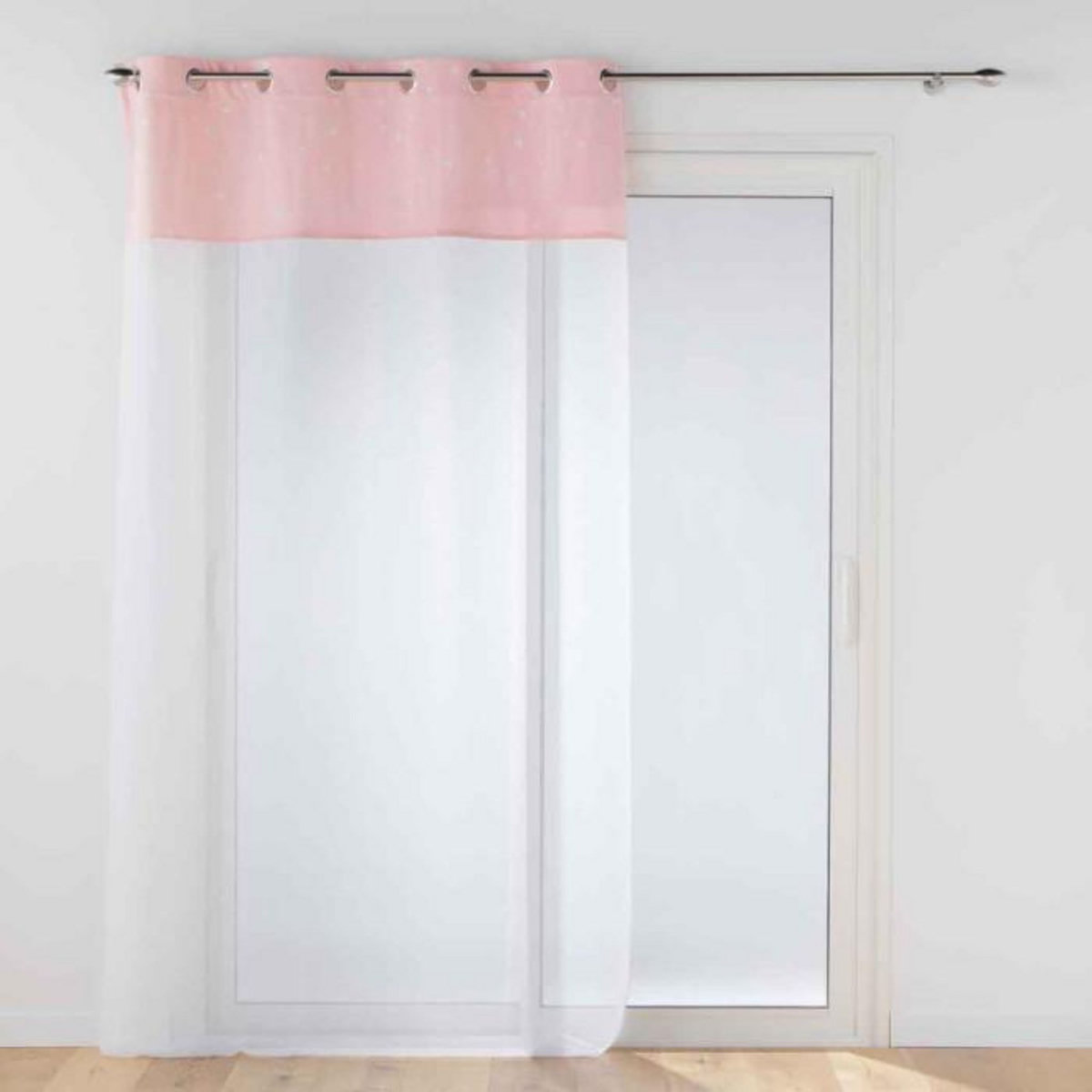 Paris Prix Rideau Voilage Phosphorescent  Moonlight  140x240cm Rose