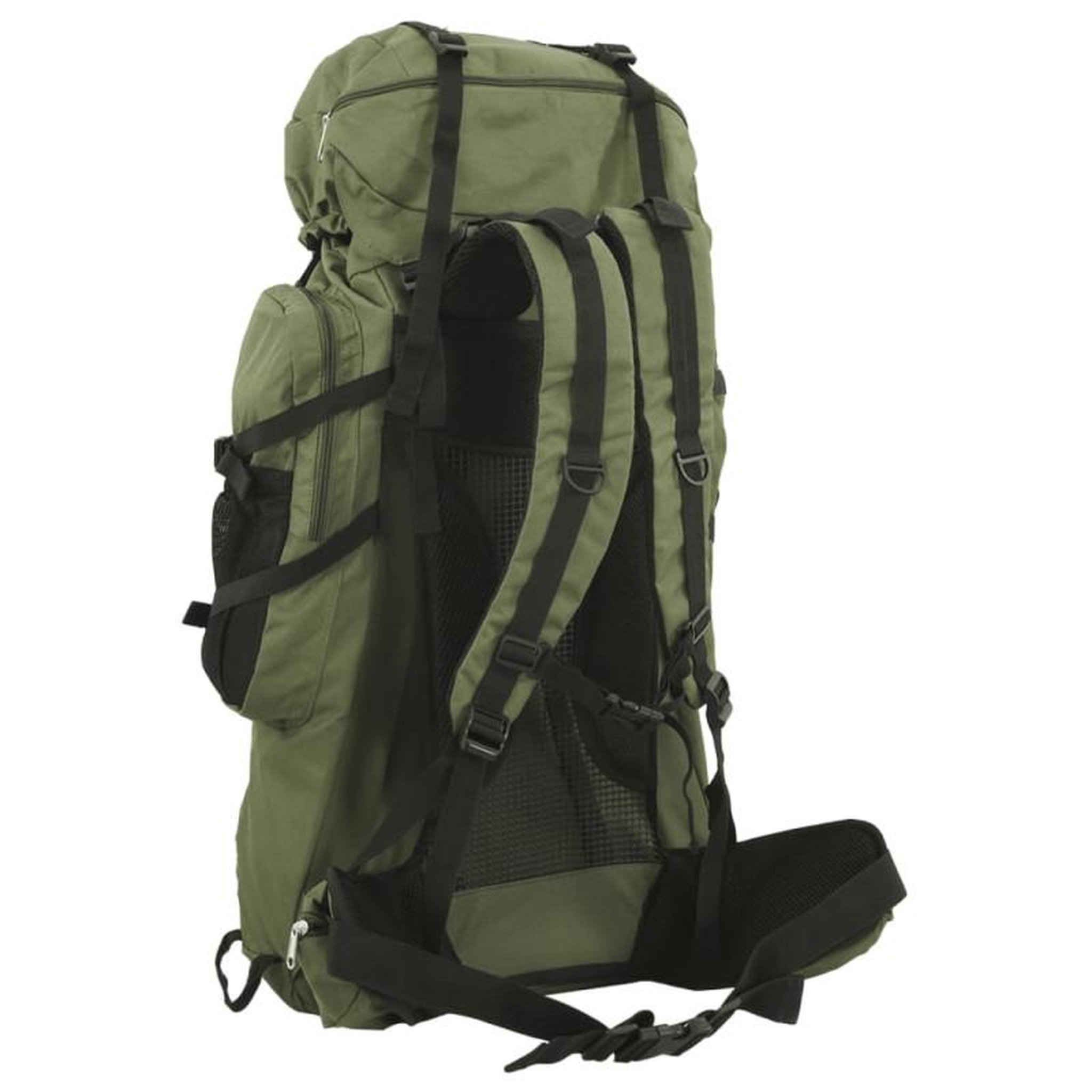 Voir la diapositive 3 : VIDAXL Sac à dos de randonnée vert armée 80 L tissu oxford