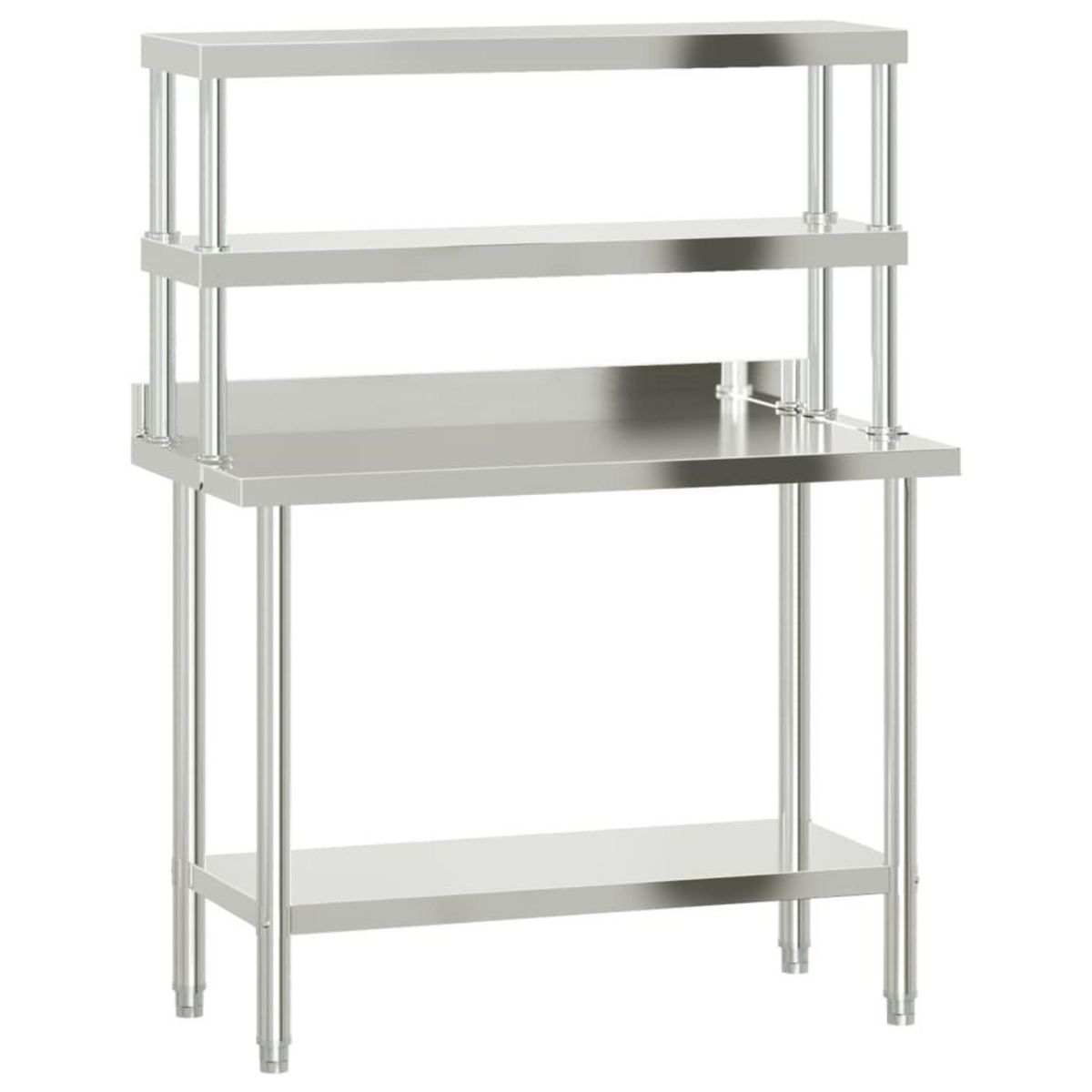 VIDAXL Table de travail de cuisine avec etagere 110x55x150 cm inox