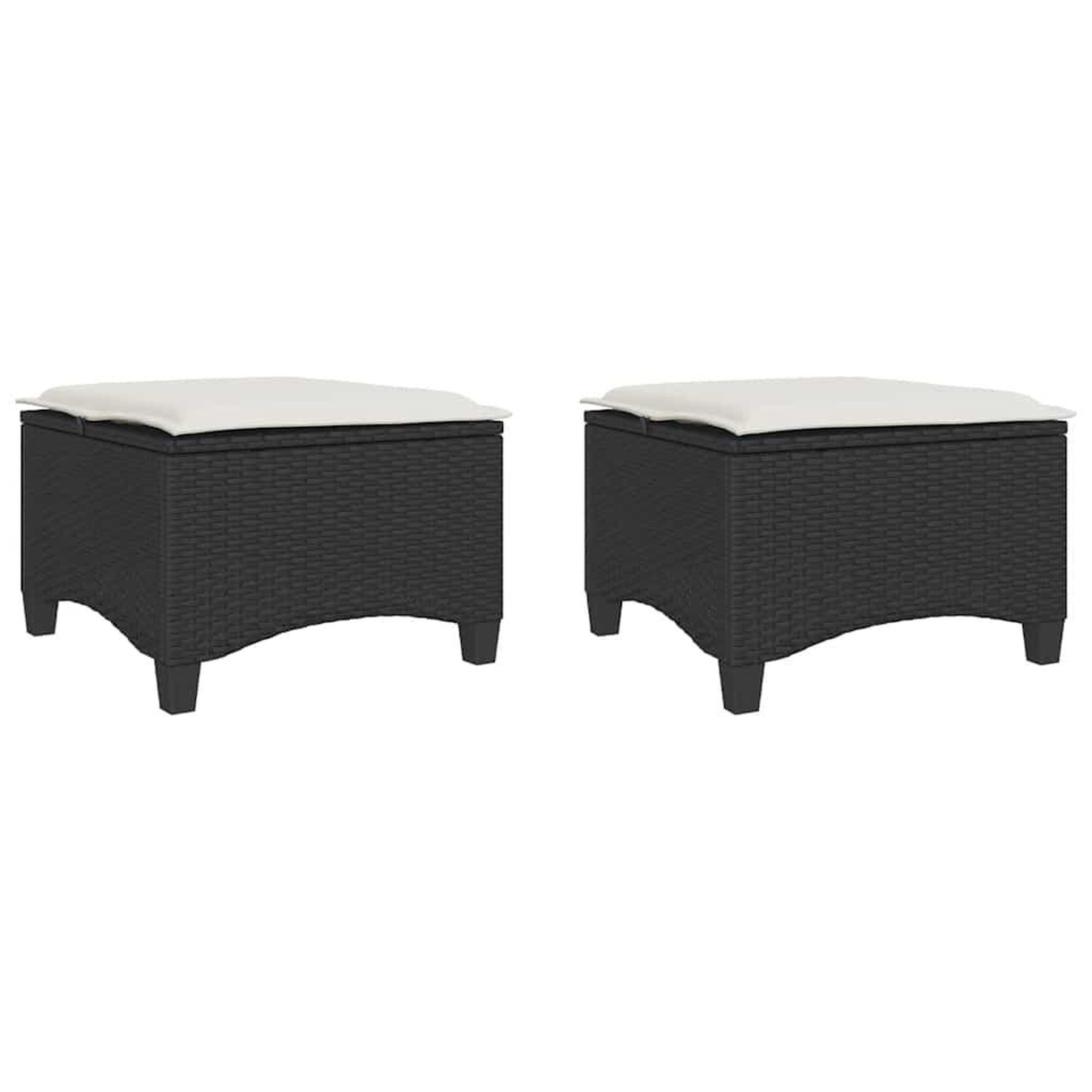 Voir la diapositive 2 : VIDAXL Tabourets jardin coussins 2 pcs noir 55x55x36 cm resine tressee