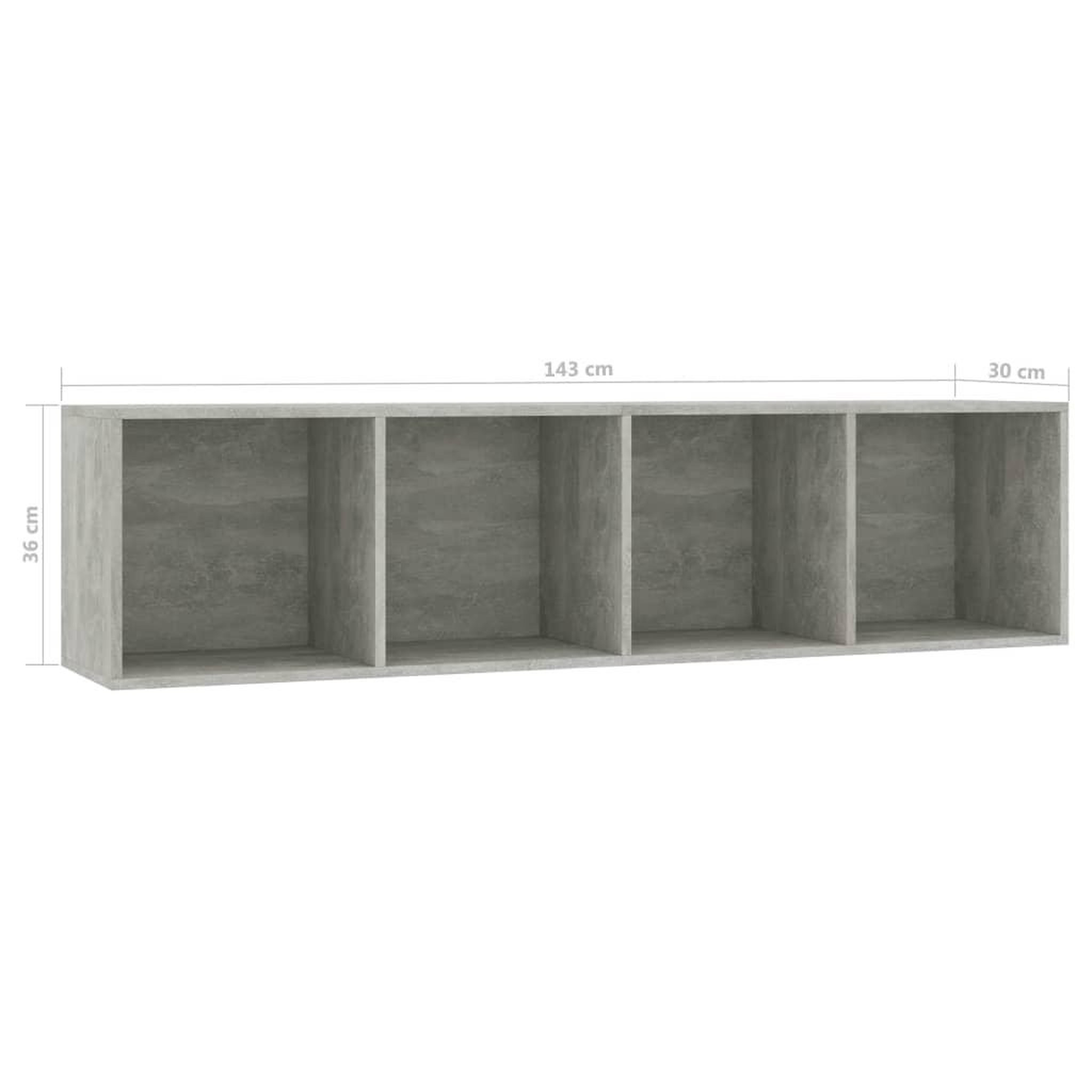 Voir la diapositive 6 : VIDAXL Bibliotheque/Meuble TV Gris beton 143x30x36 cm