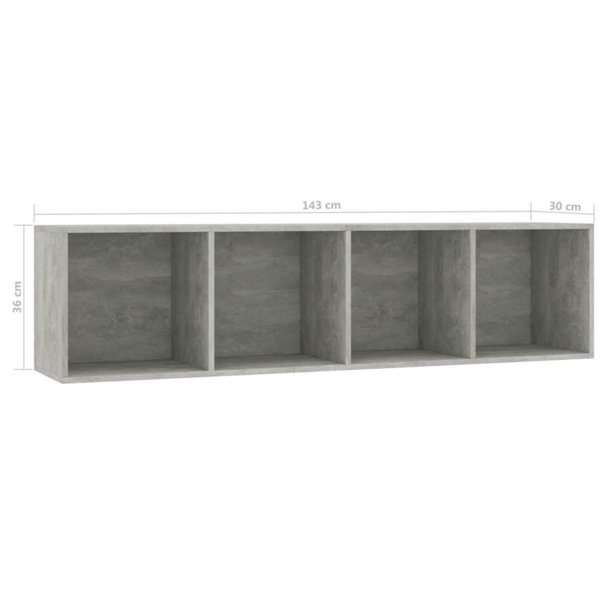 VIDAXL Bibliotheque/Meuble TV Gris beton 143x30x36 cm