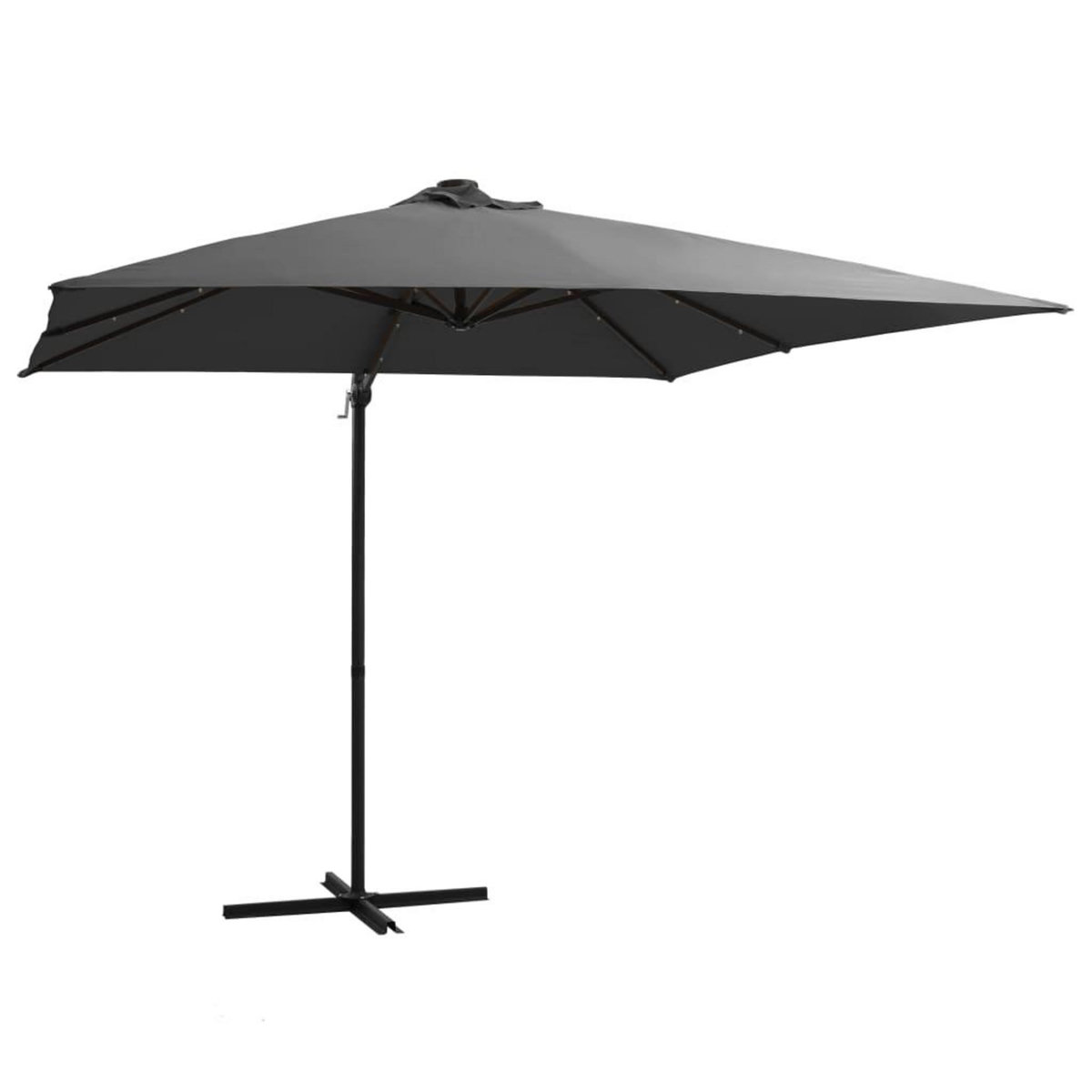 VIDAXL Parasol de jardin en porte-a-faux lumieres LED et mat en acier