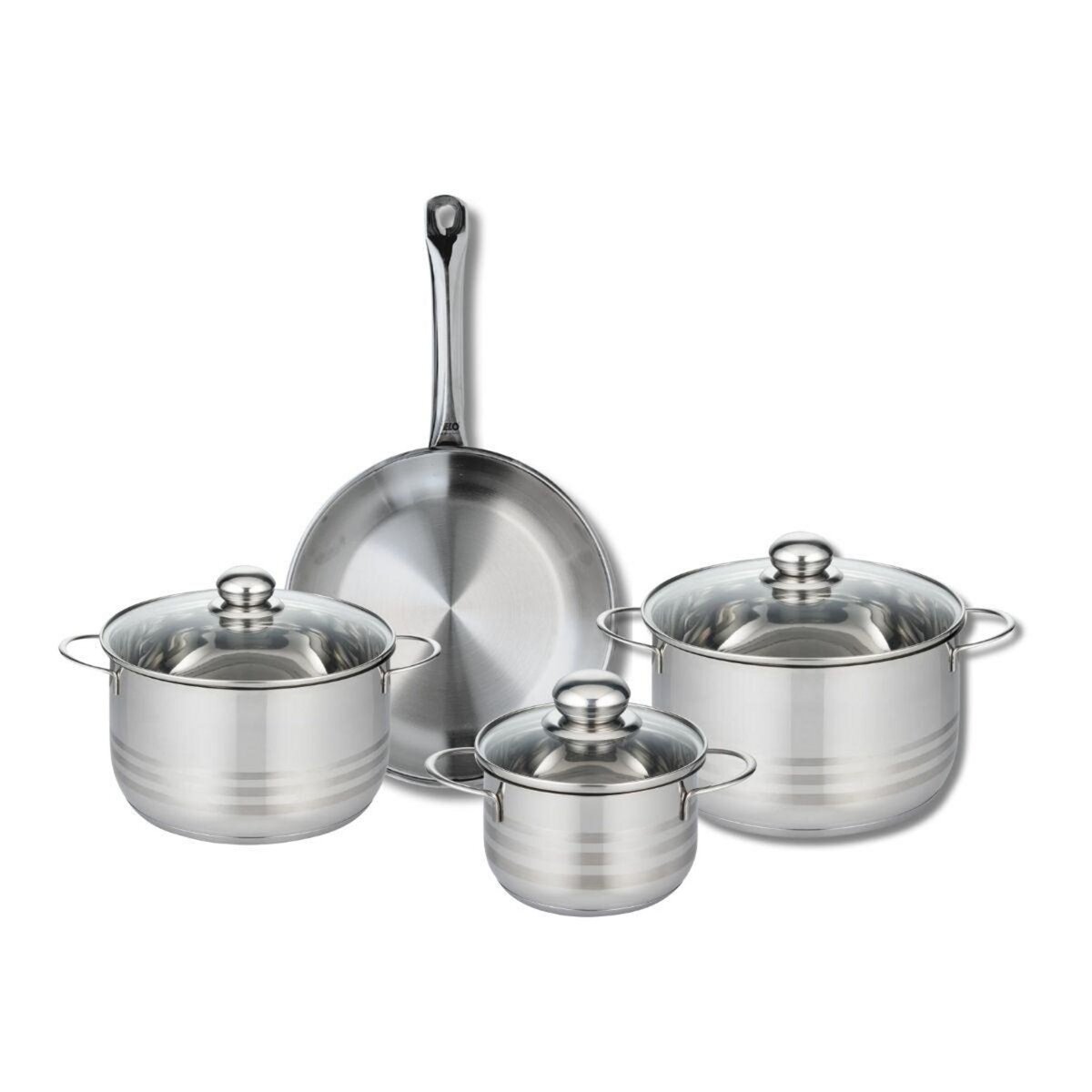 ELO Ensemble de 1 Poêle de cuisson 28 cm et 3 faitouts 16, 20 et 24 cm Elo Profi Brillant