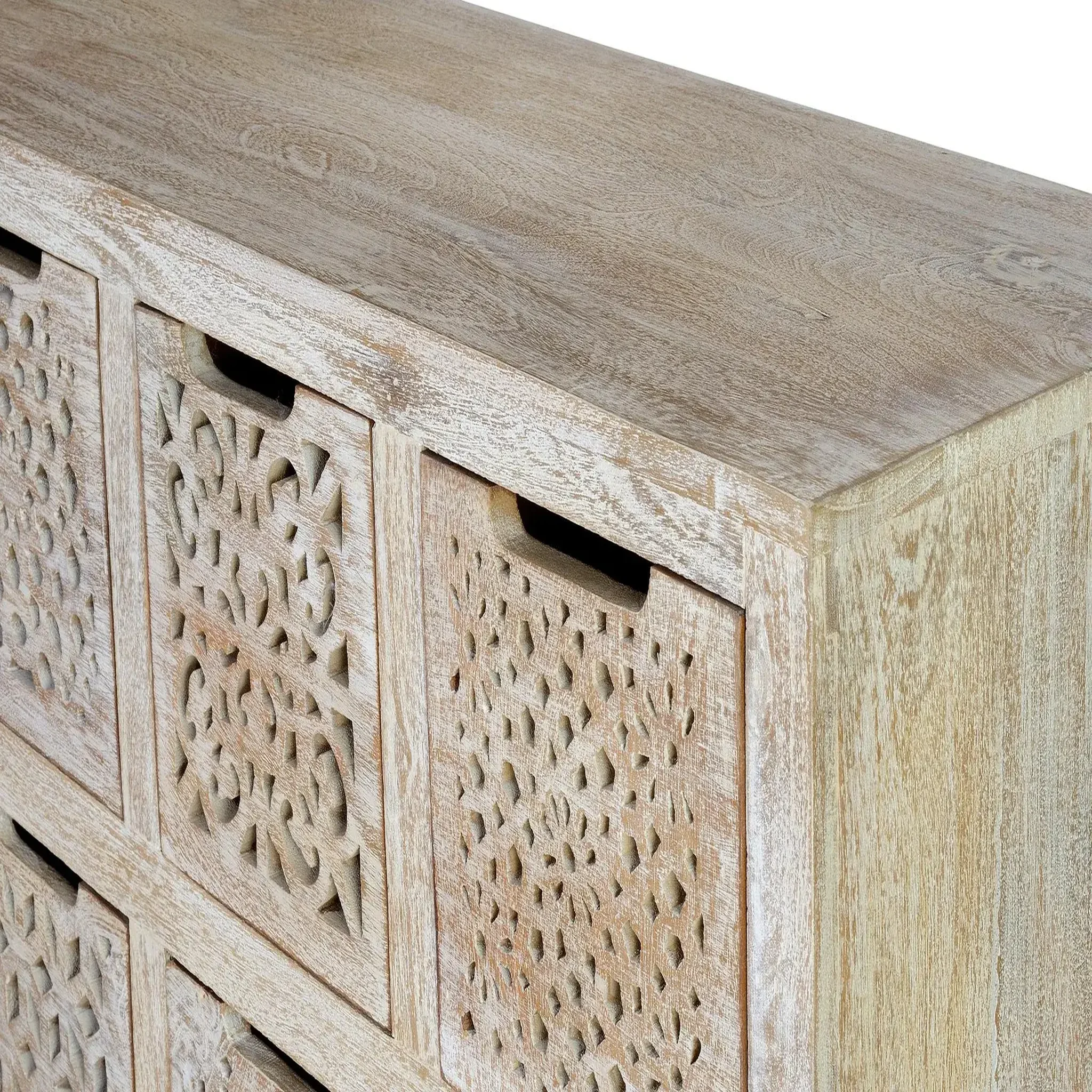 Voir la diapositive 3 : GINER Y COLOMER SL Commode en bois de manguier 112 cm style ethnique boho sculpté