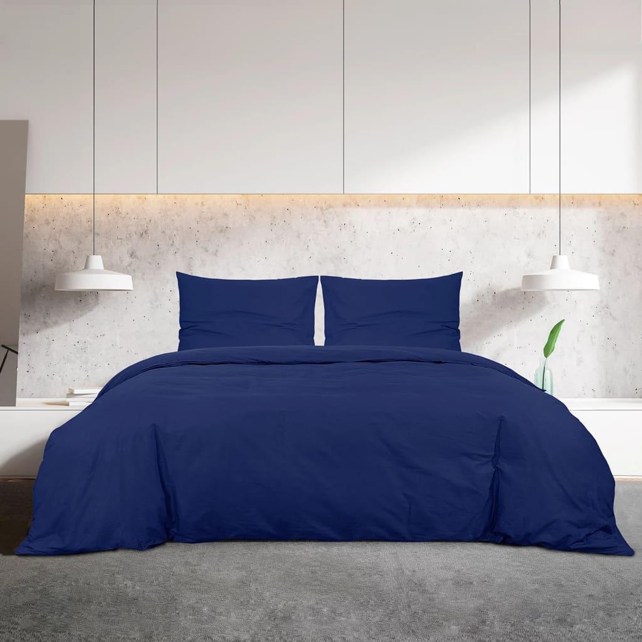 Voir la diapositive 3 : VIDAXL Ensemble de housse de couette Bleu marine 260x240 cm Microfibre