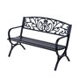 Voir la diapositive 1 : OUTSUNNY Outsunny Banc de Jardin terrasse en Acier Fonte Noir 3 Places 127 x 60 x 85 cm Charge Max 250 Kg