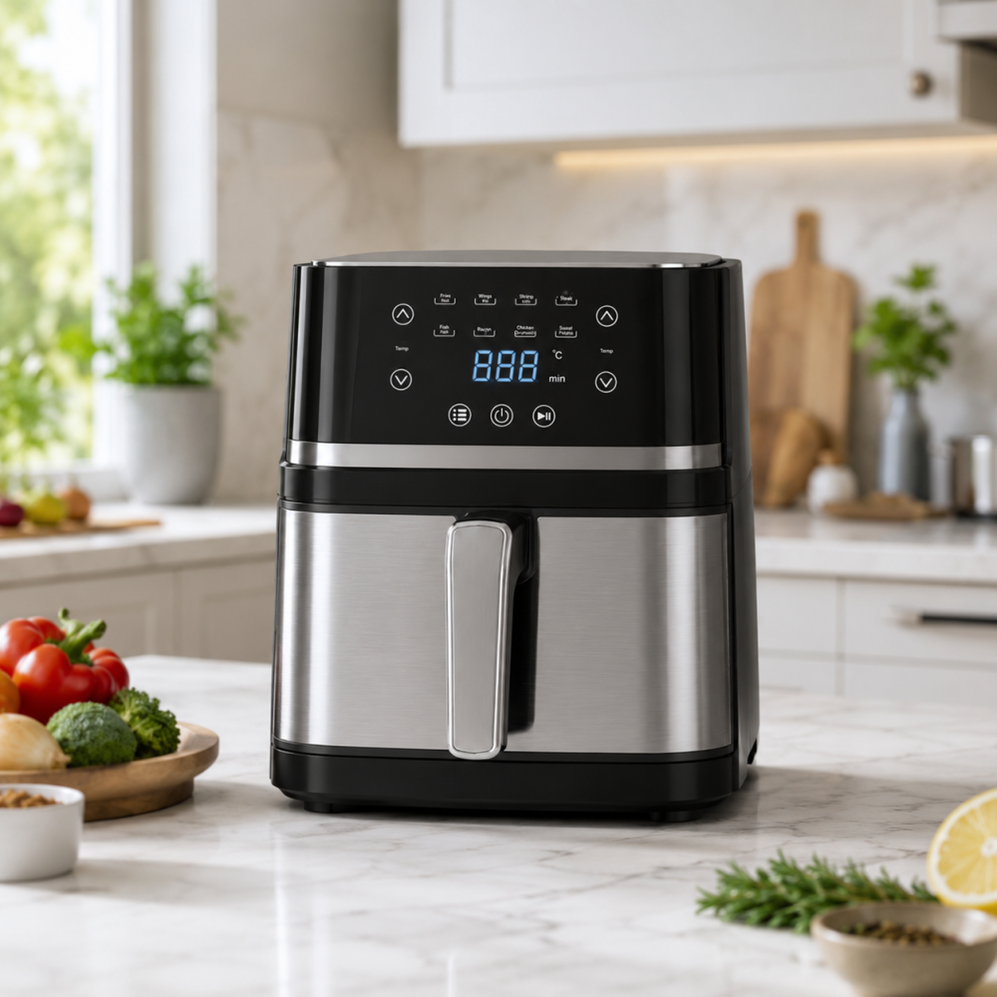 Voir la diapositive 4 : LVTETIA Air Fryer BW-8011D, friteuse sans huile capacité 6,5L, porte design métal, 1350W, fonction vapeur