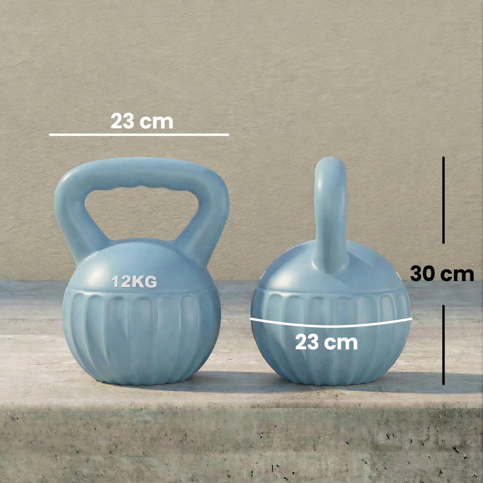 Voir la diapositive 3 : HOMCOM Kettlebell 12 kg - prise ergonomique - entraînement musculaire & haltérophilie - pp bleu ciel