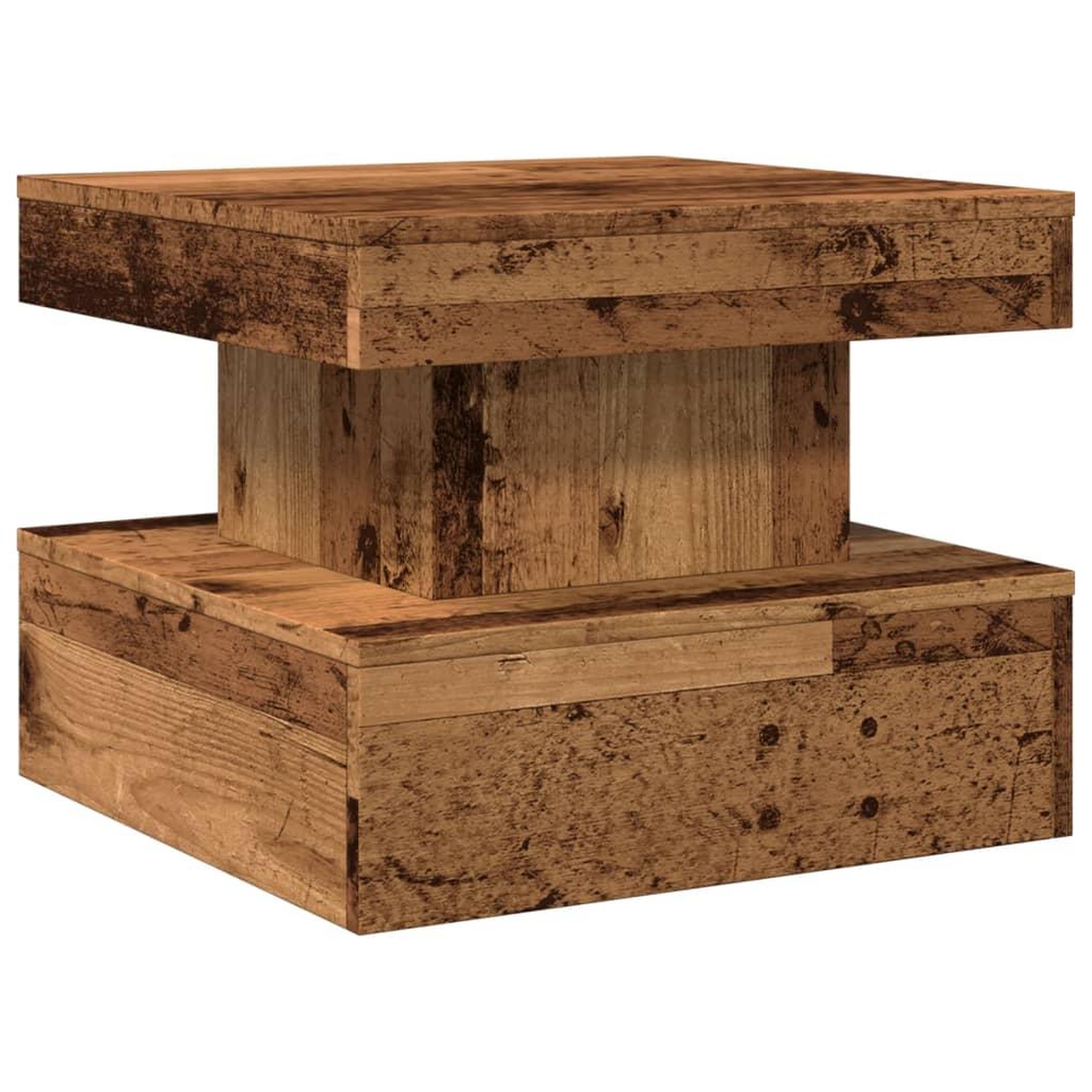 Voir la diapositive 3 : VIDAXL Table basse avec lumieres LED vieux bois 50x50x40 cm