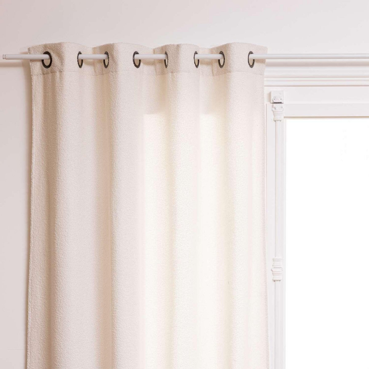 ATMOSPHERA Rideau à œillets Snowy - Bouclette unie - 140 x 260 cm - Ivoire