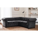 LISA DESIGN William - canapé chesterfield d'angle réversible - 5 places - en velours. Coloris disponibles : Vert, Bleu, Gris, Jaune