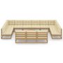 Voir la diapositive 3 : VIDAXL Salon de jardin 14 pcs avec coussins Marron miel Bois de pin