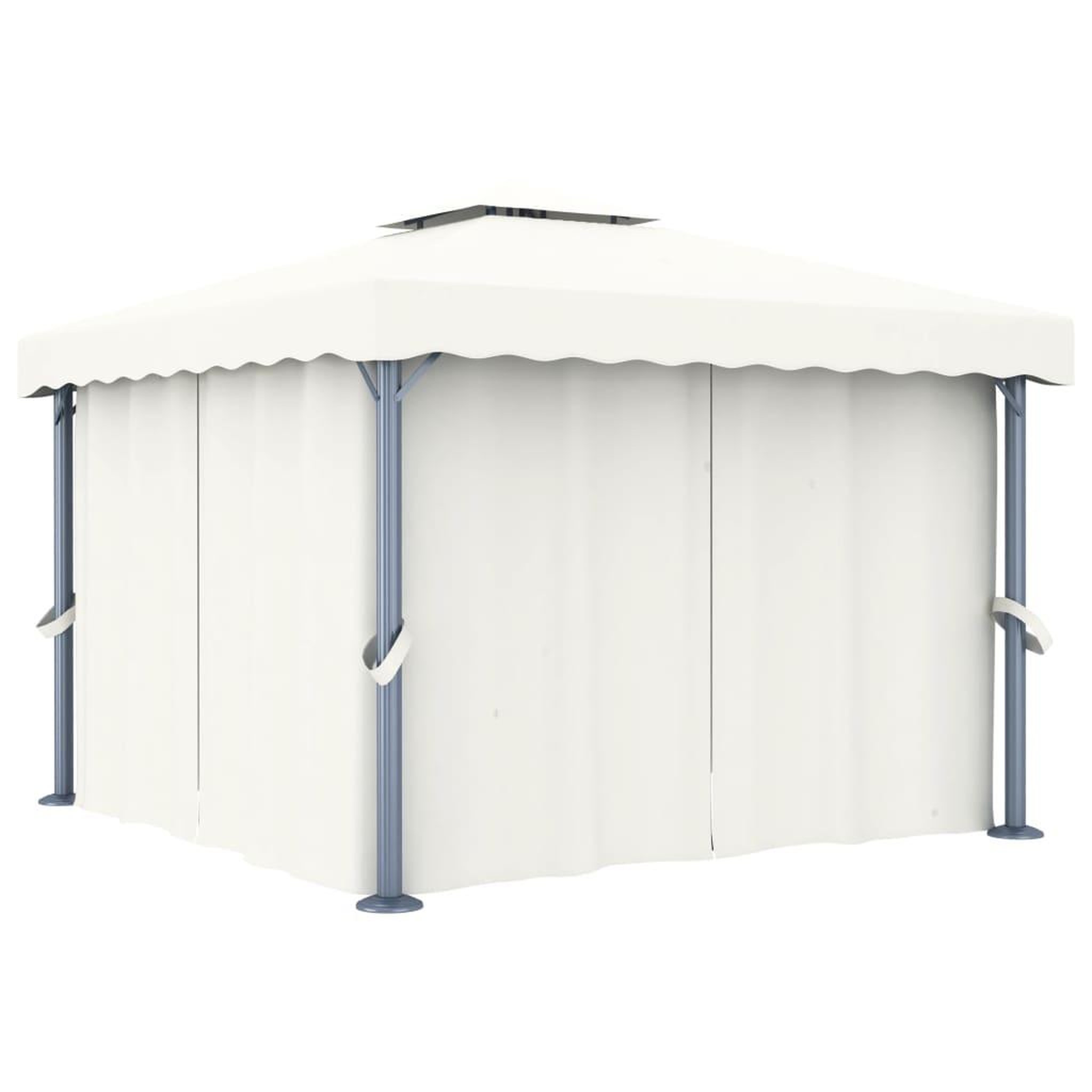 Voir la diapositive 1 : VIDAXL Tonnelle avec rideau 3x3 m Blanc creme Aluminium