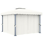 VIDAXL Tonnelle avec rideau 3x3 m Blanc creme Aluminium