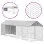 Voir la diapositive 2 : VIDAXL Chenil d'exterieur pour chiens avec toit argente 2x10x2,5 m