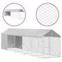 Voir la diapositive 2 : VIDAXL Chenil d'exterieur pour chiens avec toit argente 2x10x2,5 m