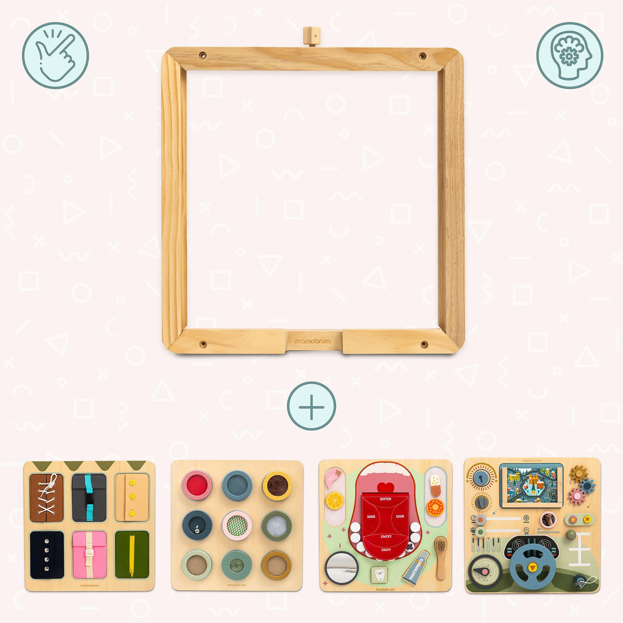 Voir la diapositive 5 : MAMABRUM Cadre Mural Bois Mamabrum Fixation Tableau Educatif 52x55 cm Pin Naturel 18M+