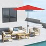 Voir la diapositive 4 : OUTSUNNY Parasol rectangulaire inclinable de jardin avec manivelle métal polyester haute densité anti UV 50+ rouge