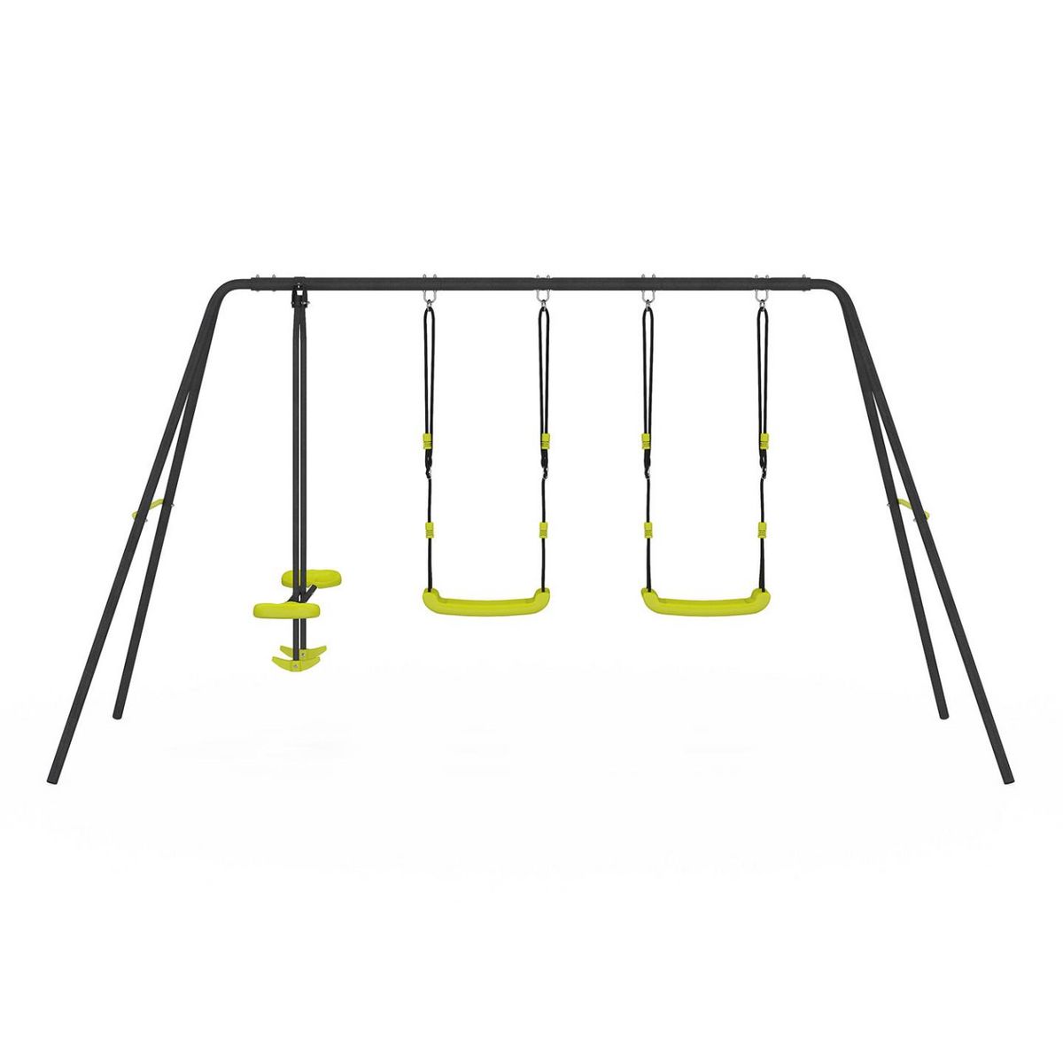 ID MARKET Balançoire 3 agrès portique 2 balançoires et 1 face à face