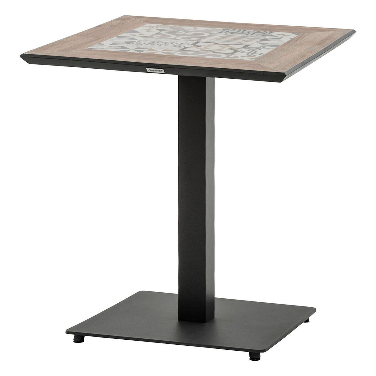 HESPERIDE Table de jardin bistro carrée en acier et céramique 2 places LAMBADA - Graphite