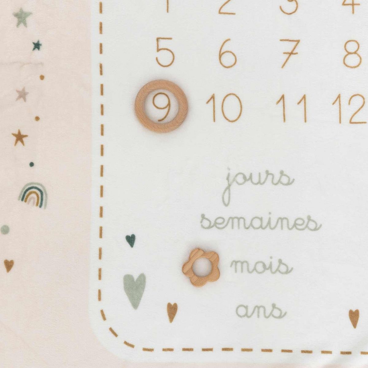 ATMOSPHERA Coffret couverture âge étape bébé Arc en ciel - Crème