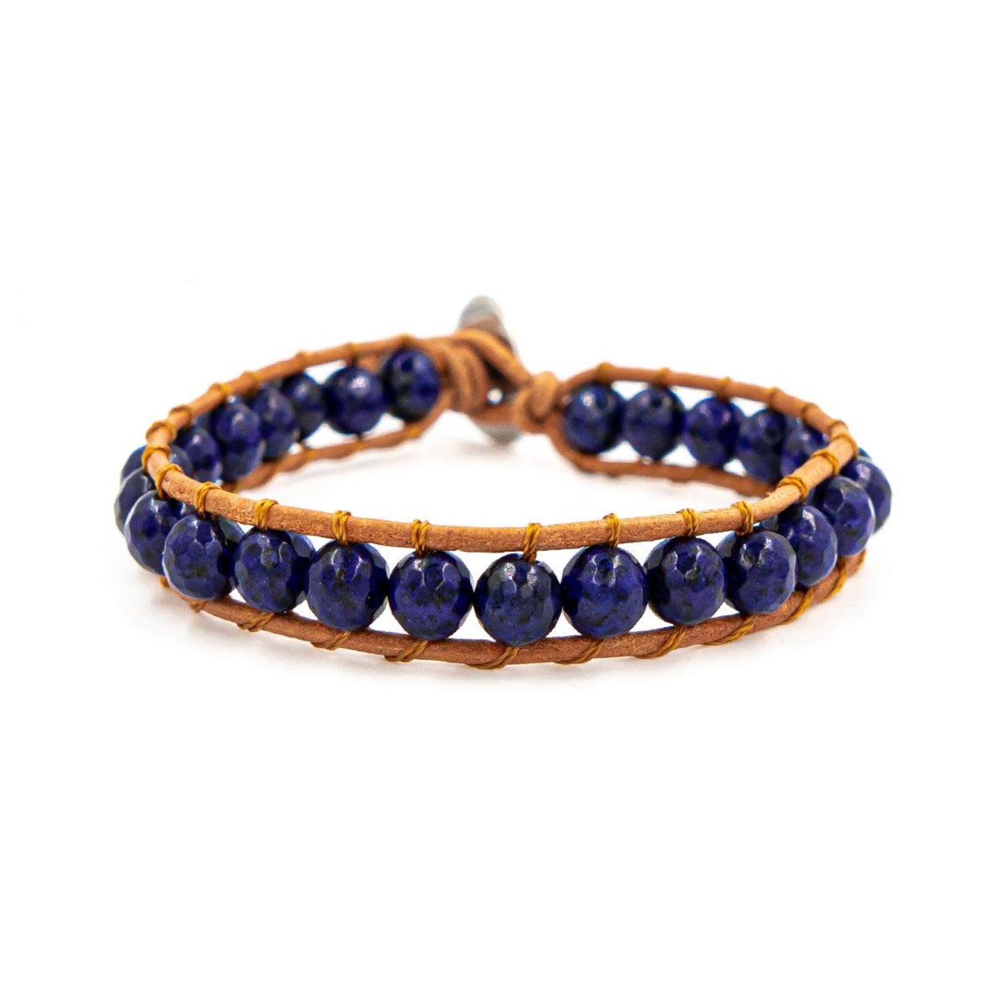 Bracelet Femme En Cuir Bleu Avec Howlite Et Lapis Lazuli - Style Bohème