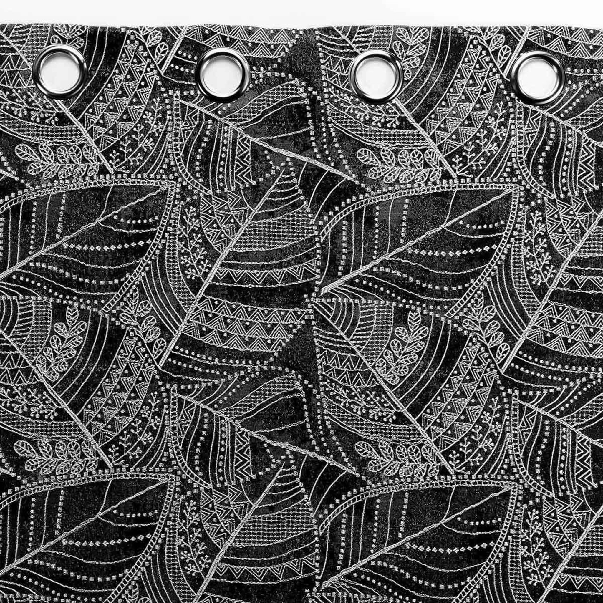 Voir la diapositive 3 : Douceur d'Intérieur Rideau à œillets jacquard  floriss  140x260cm noir