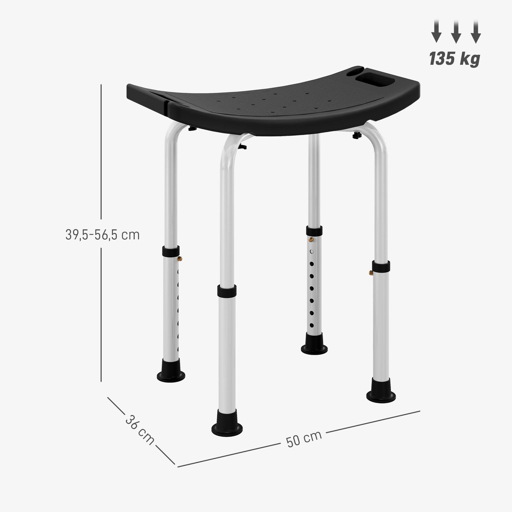 Voir la diapositive 3 : HOMCOM Tabouret de douche réglable antidérapant alu plastique noir