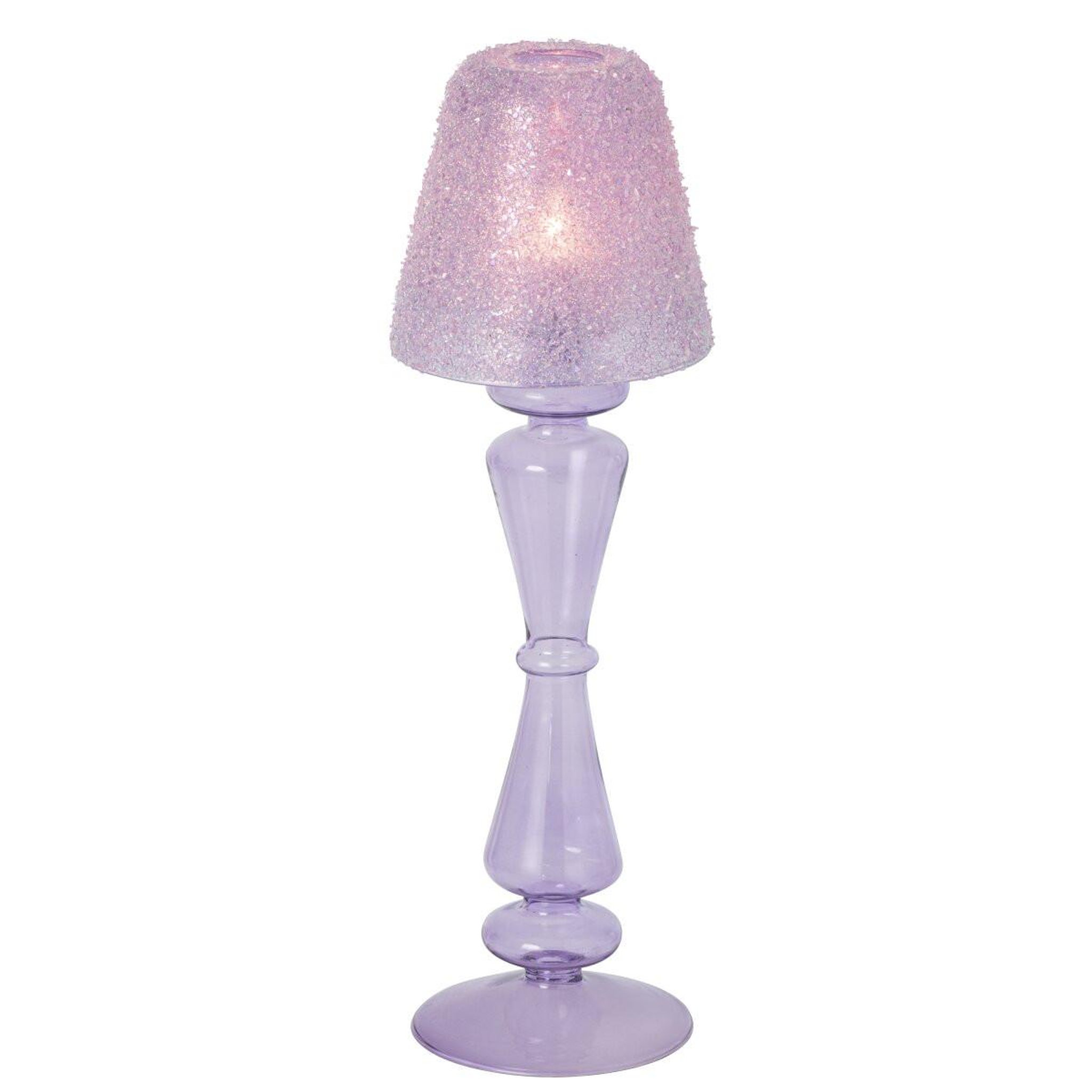Voir la diapositive 2 : J-LINE Photophore Lampe en Verre  Silje  31cm Lilas