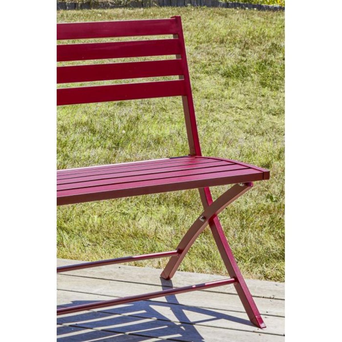 Paris Prix Banc de Jardin Pliant  Marius  95cm Rouge Carmin