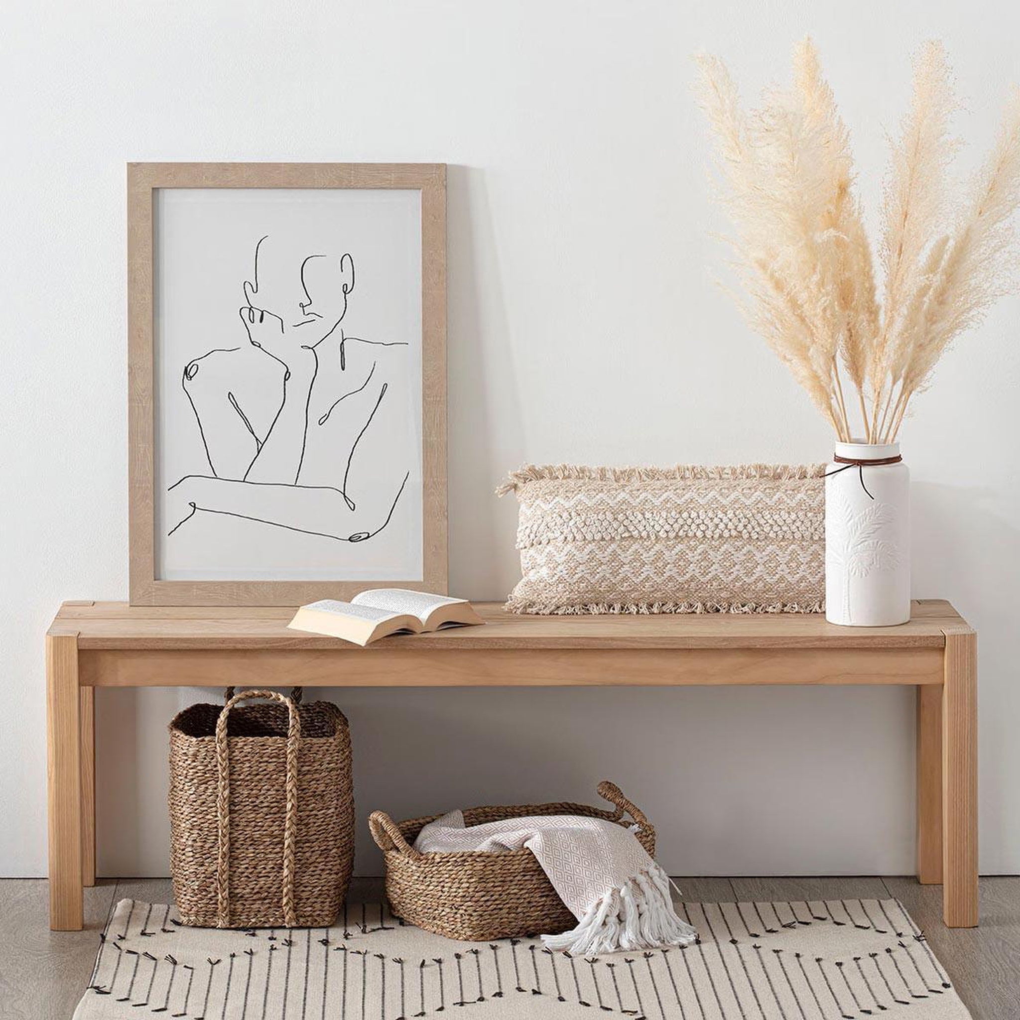 Voir la diapositive 5 : ATMOSPHERA Lot de 3 paniers de rangement à anses  seagrass  40cm naturel