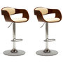Voir la diapositive 2 : VIDAXL Chaises de bar lot de 2 creme bois courbe et similicuir
