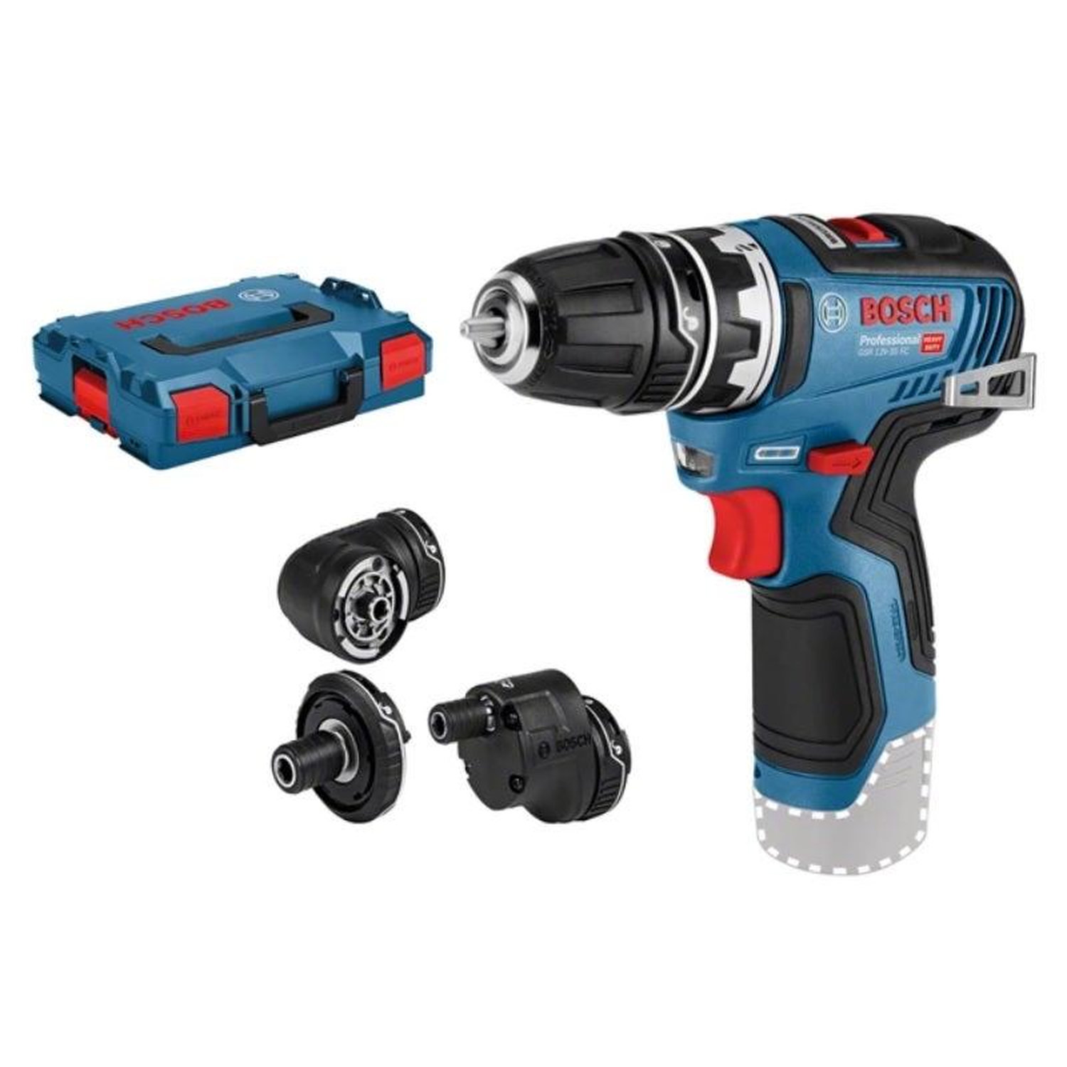 Perceuse-visseuse sans fil gsr 12v-35 fc brushless (sans batterie ni chargeur) + 4 embouts/mandrins + coffret l-boxx