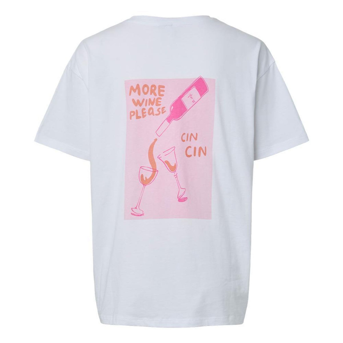 Pieces T-Shirt Blanc/Rose Femme Pieces Fasty