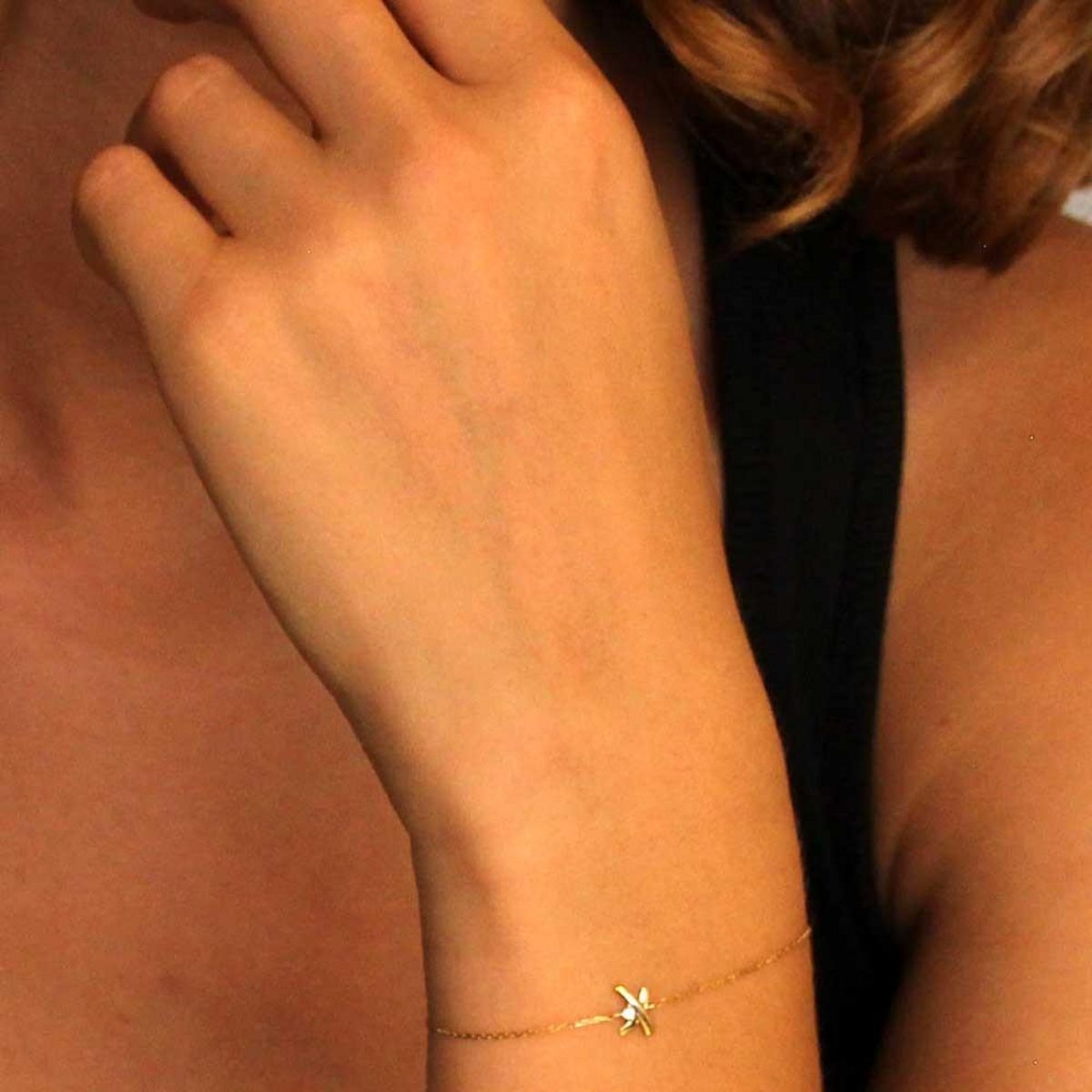 L'ATELIER D'AZUR Bracelet Or Jaune - Noeud Serti d'un Zirconium