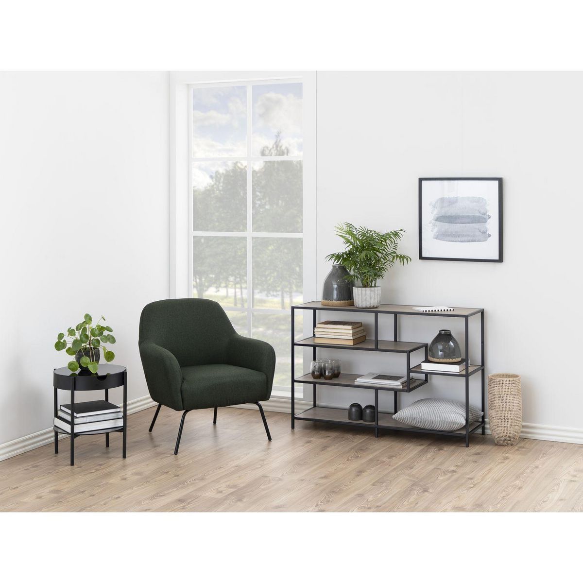 TOILINUX Bibliothèque 4 étagères asymétriques en MDF et métal