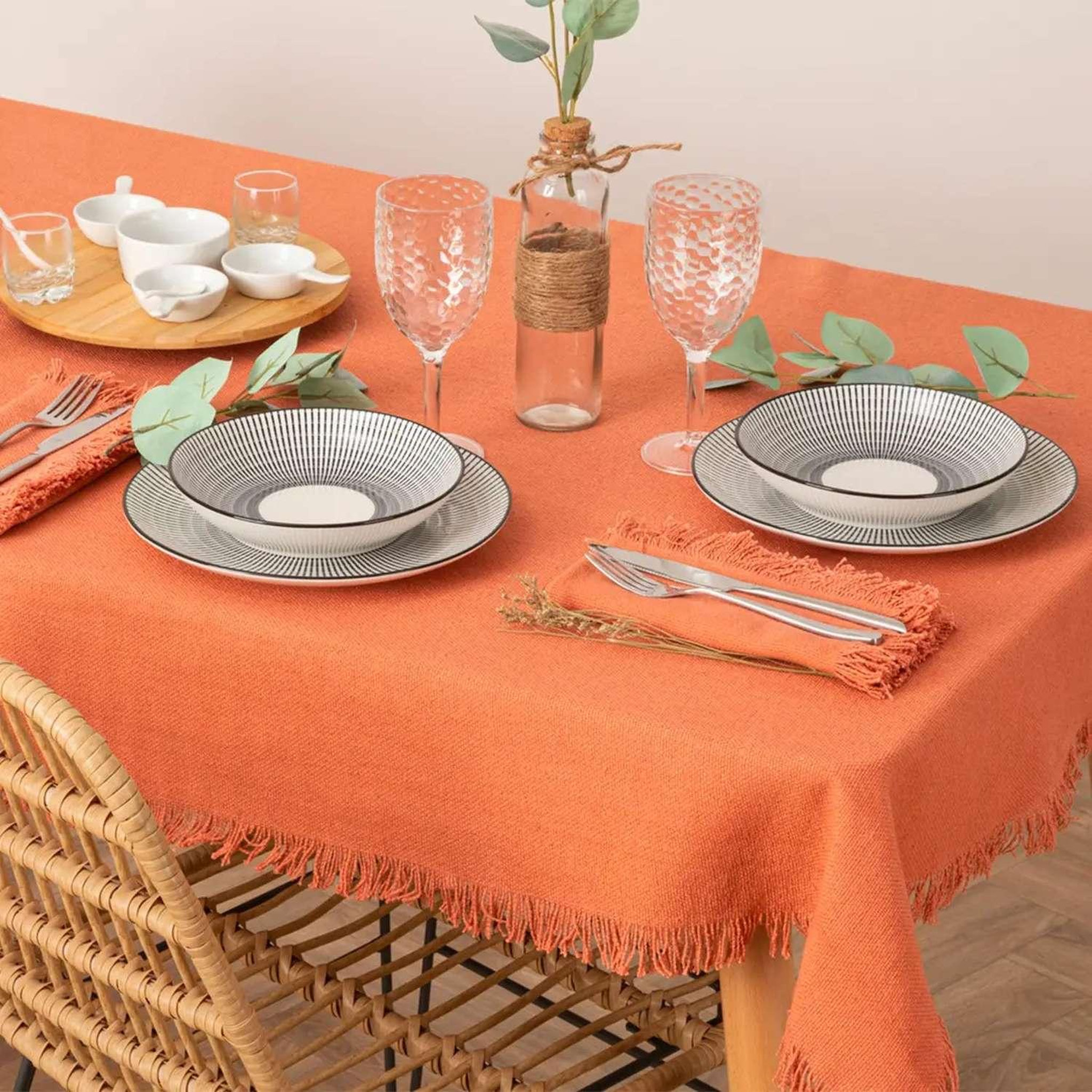 Voir la diapositive 3 : ATMOSPHERA Nappe à franges - 100% coton
