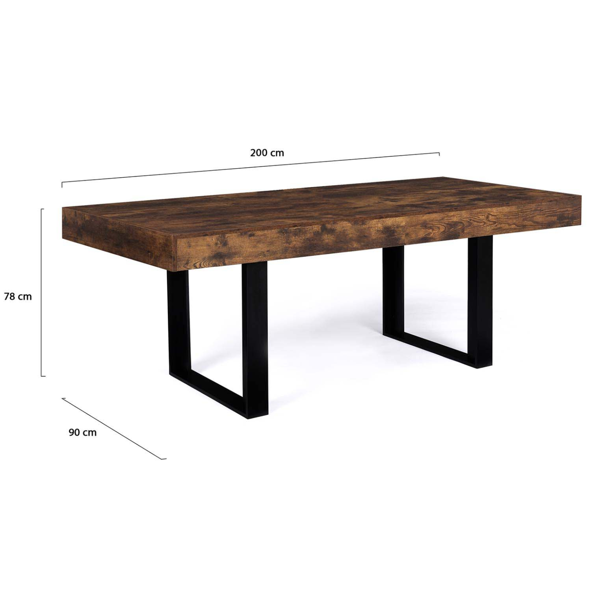 Voir la diapositive 5 : ID MARKET Table à manger rectangle phoenix 8 personnes bois effet vieilli et noir 200 cm
