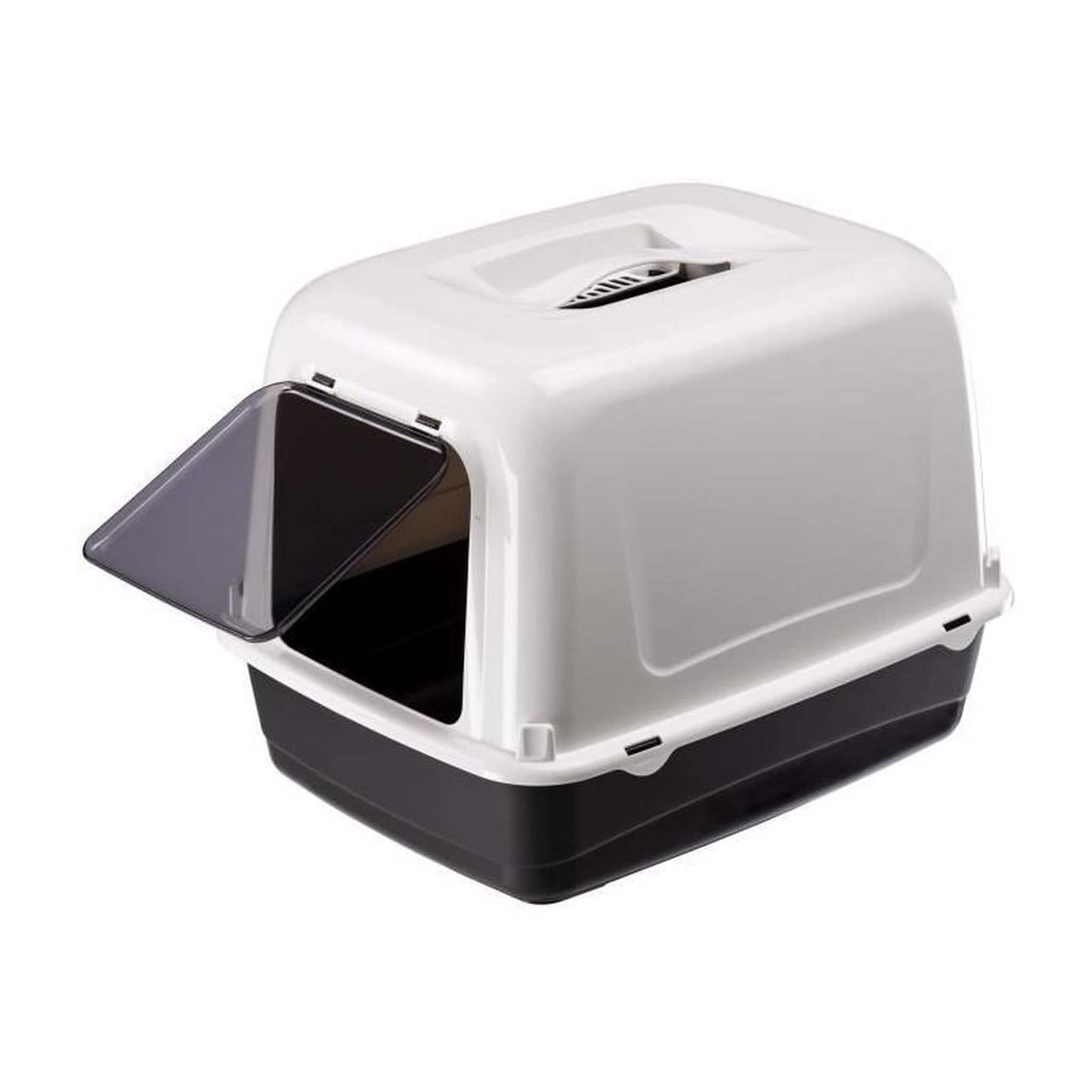 Voir la diapositive 2 : Ferplast Maison de toilette pour chat CLEAR CAT 10 - Plastique - Filtre a charbon actif - Porte - FERPLAST