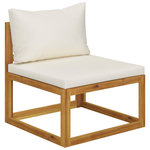 VIDAXL Canape central sectionnel et coussin blanc creme Bois d'acacia