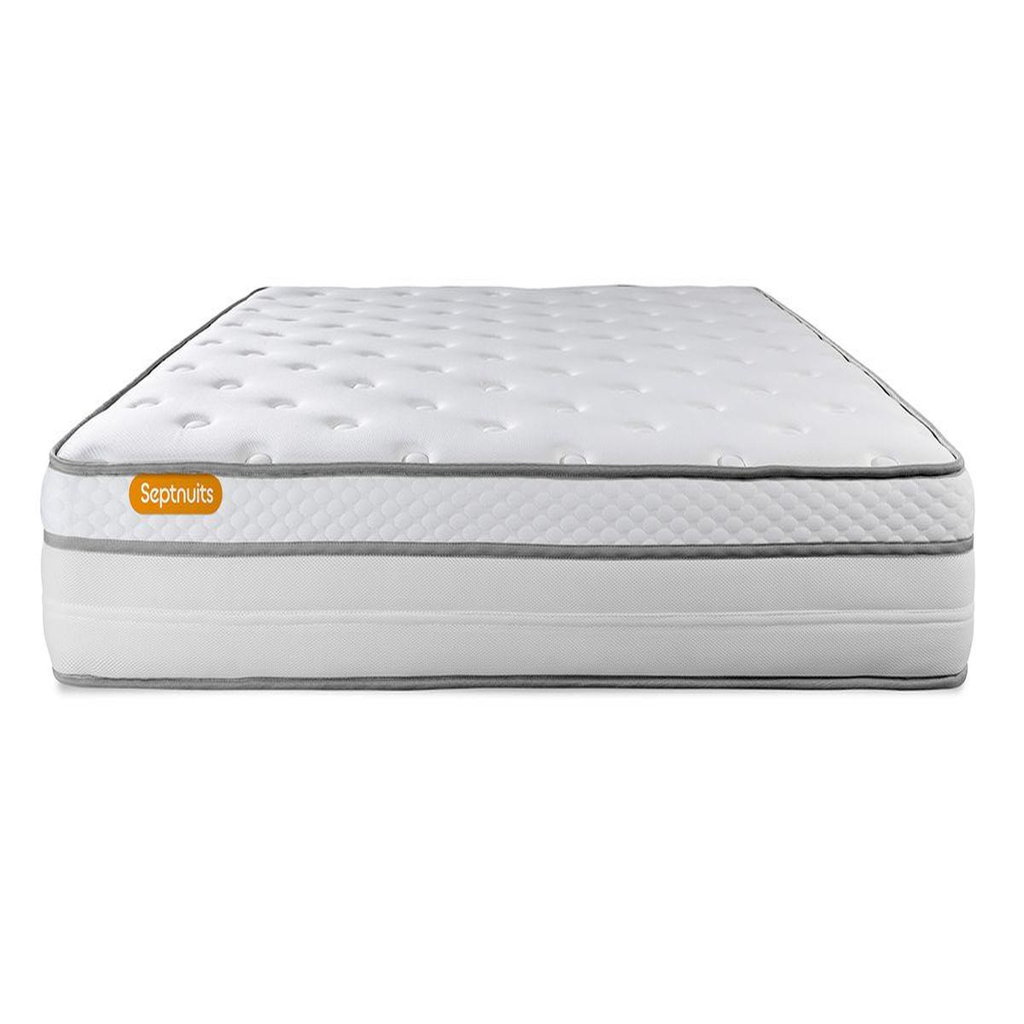 Voir la diapositive 3 : SEPTNUITS Matelas + double sommiers gris Memo Luxe Ressorts ensachés + mémoire de forme 5 zones de confort MAXI épaisseur