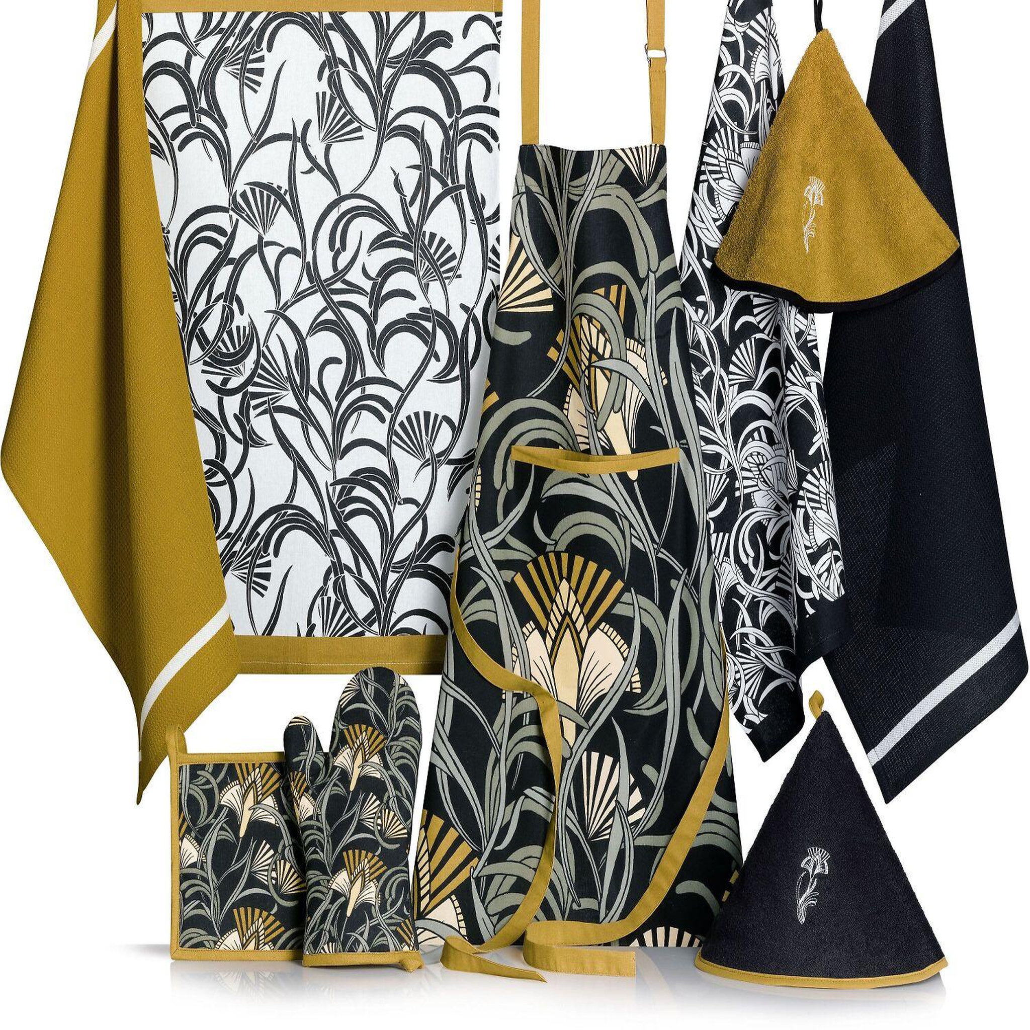 Les Ateliers du Linge Lot de 2 torchons 100% coton liana. Coloris disponibles : Gris