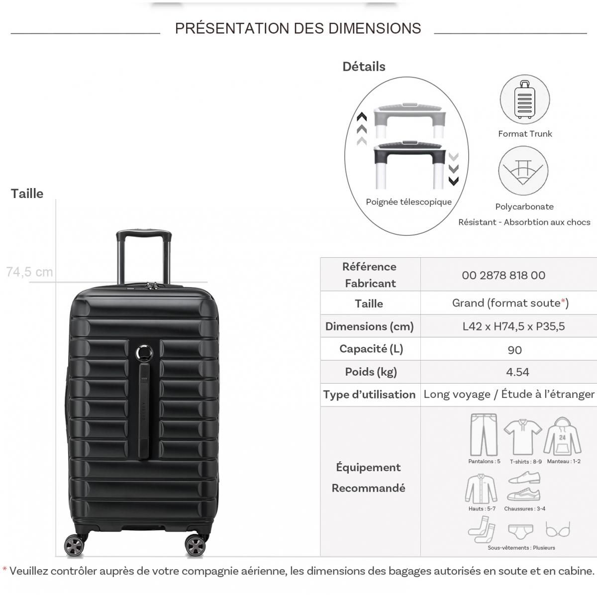 Delsey Grande valise rigide Trunk Shadow 5.0 TSA polycarbonate 74.5cm
